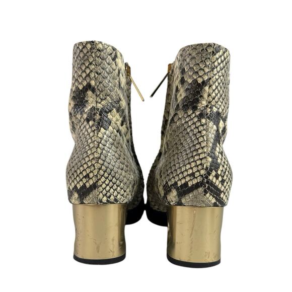 Coliac Calvin Black White Leather Snakeskin Pointed Toe Ankle Boots Sz 37 US 6.5 - Picture 3 of 9